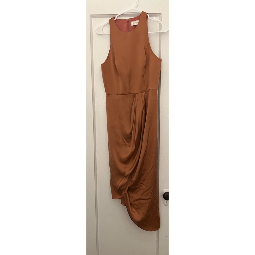 Zimmermann Size 1 (US 6) Asymmetric Washed Silk Coral Draped Dress - Picture 4 of 6